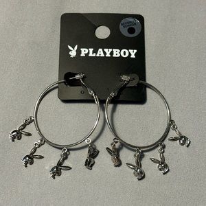 Playboy silver hoop earings